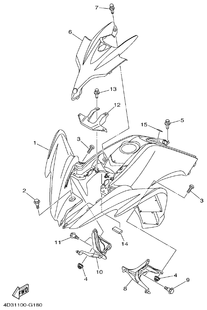 Yamaha 250RAP FRONT FENDER parts diagram
